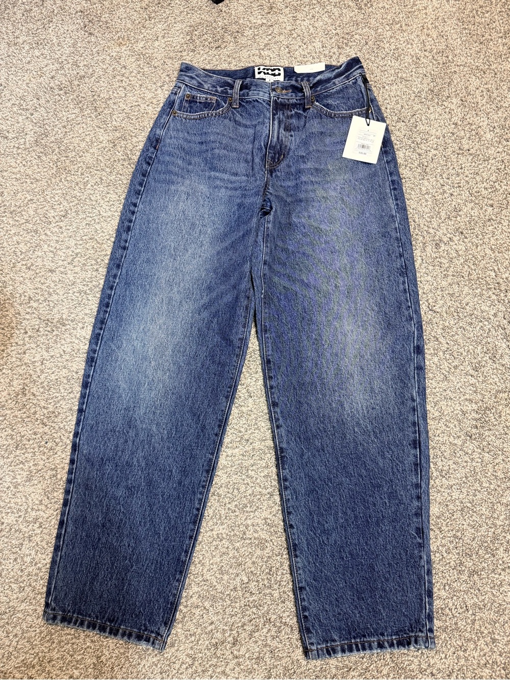 KBB by Kahlana Women's Mid-Rise Barrel-Leg Jeans